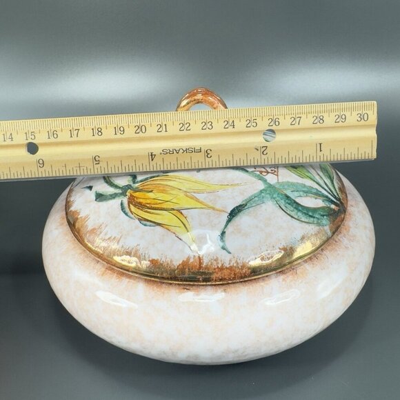 Vintage Italian Pottery Covered Dish Container Jar Box With Lid Venetian Italian - Picture 4 of 15